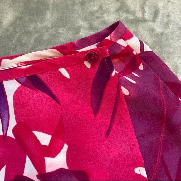 JBX Exclusive NY Bright Pink & Purple Floral Midi Wrap Around Skirt Size 16 - Picture 3 of 8